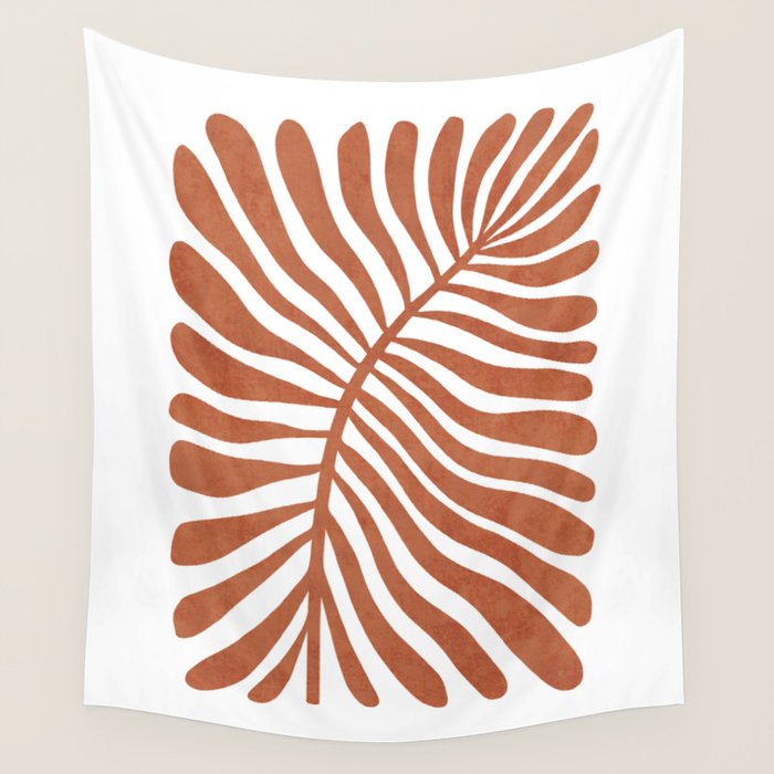 Terracotta abstract leaf Wall Tapestry Gallery Image 4