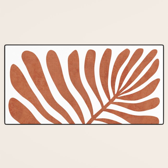 Terracotta abstract leaf Desk Mat Gallery Image 3