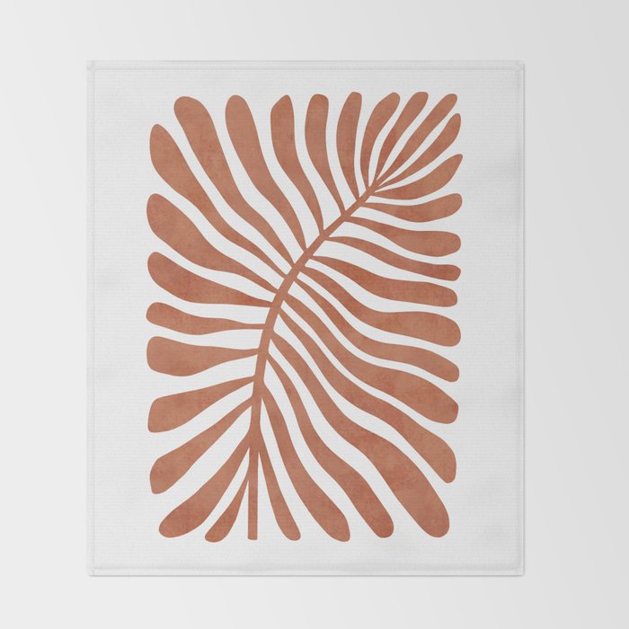 Terracotta abstract leaf Throw Blanket Gallery Image 2
