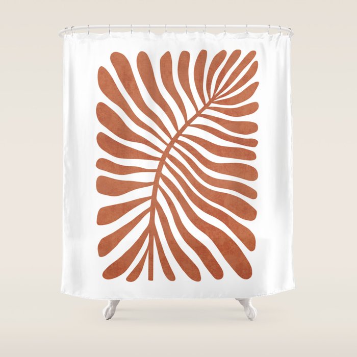 Terracotta abstract leaf Shower Curtain Gallery Image 1