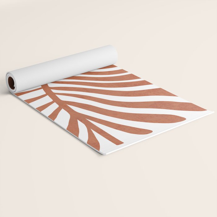 Terracotta abstract leaf Yoga Mat Gallery Image 2