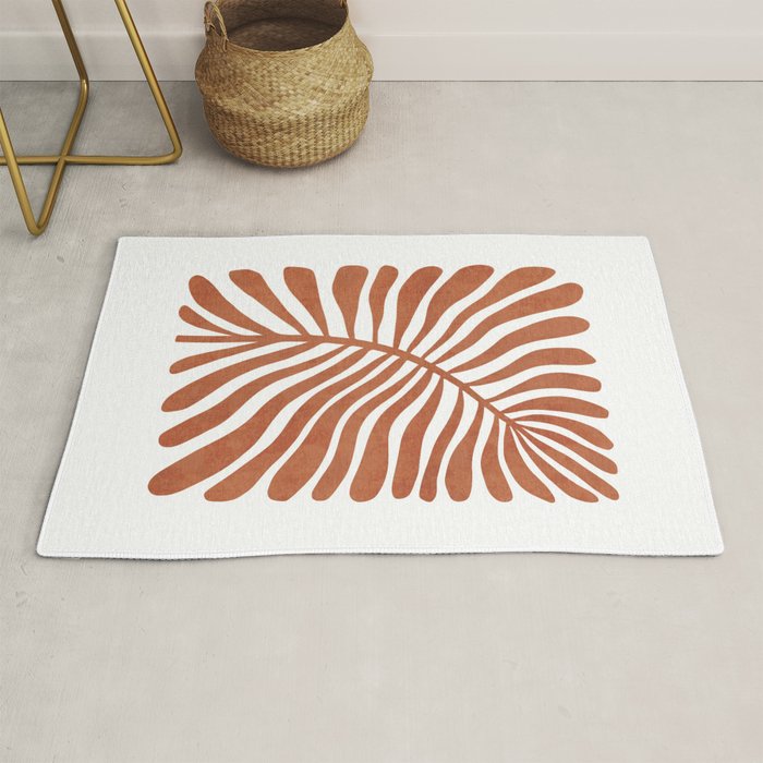 Terracotta abstract leaf Rug Gallery Image 1