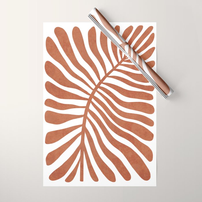 Terracotta abstract leaf Wrapping Paper Gallery Image 1