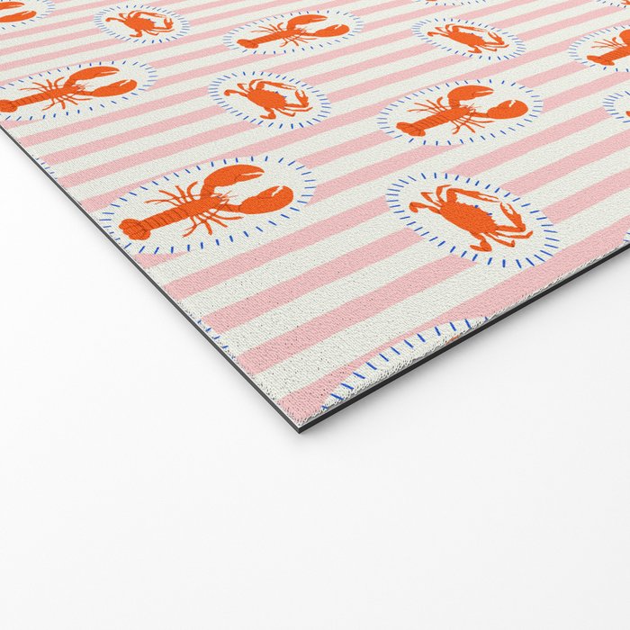 Vintage lobster crab stripe art pattern Welcome Mat Gallery Image 2