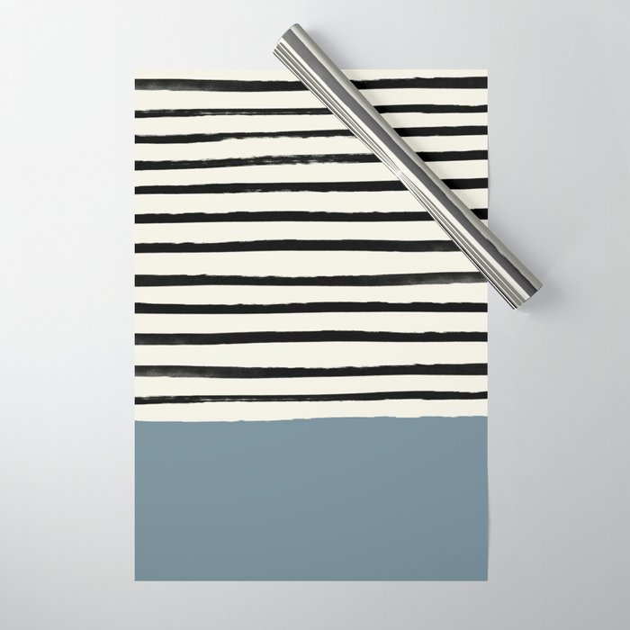 Dusty Blue x Stripes Wrapping Paper Gallery Image 1