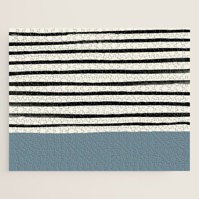Dusty Blue x Stripes Jigsaw Puzzle Gallery Image 1