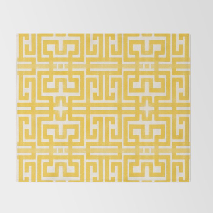 Sunshine Labyrinth - Yellow Geometric  Throw Blanket Gallery Image 2