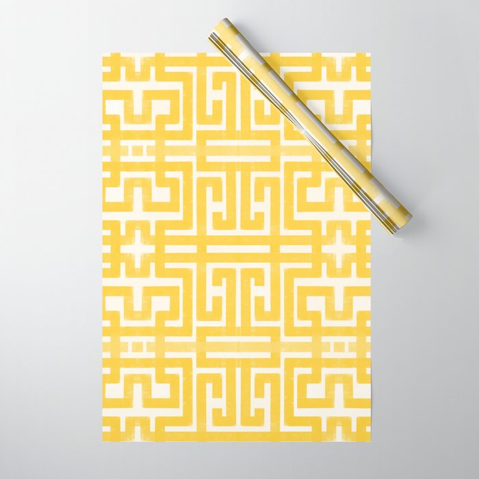 Sunshine Labyrinth - Yellow Geometric  Wrapping Paper Gallery Image 1