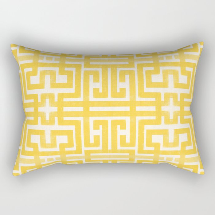 Sunshine Labyrinth - Yellow Geometric  Rectangular Pillow Gallery Image 2