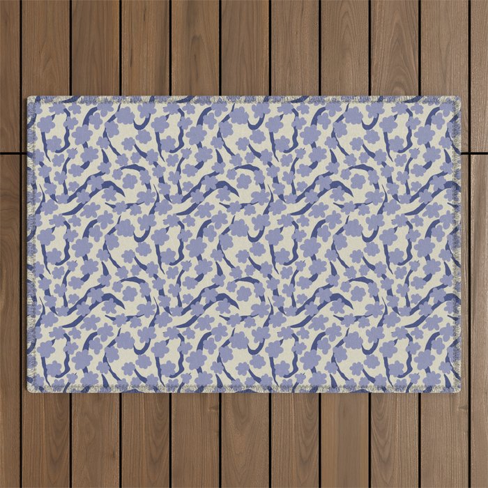 Summer blue Floral Outdoor Rug Gallery Image 1