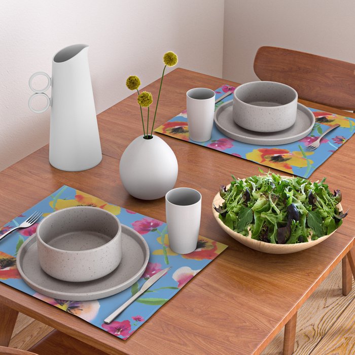 Poppies floral pinks Placemat Gallery Image 2