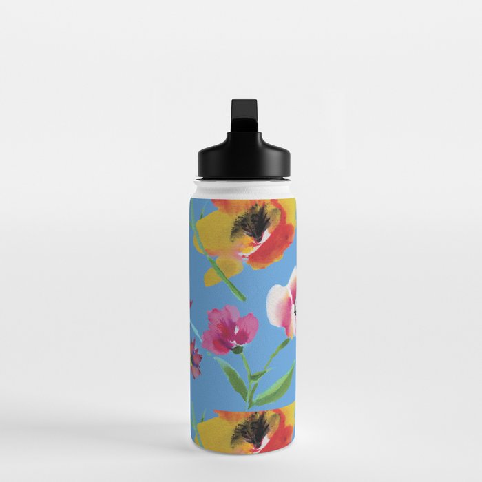 Poppies floral pinks Water Bottle Gallery Image 3