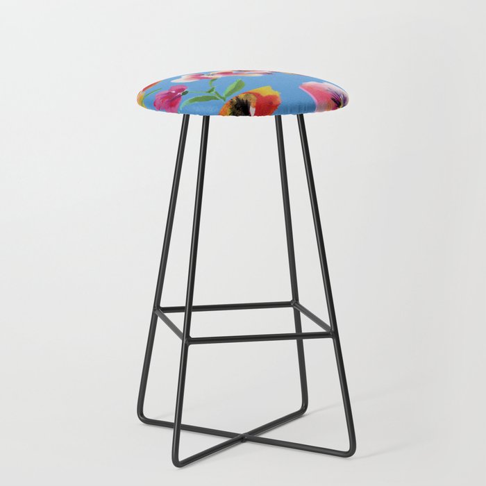 Poppies floral pinks Stool Gallery Image 1