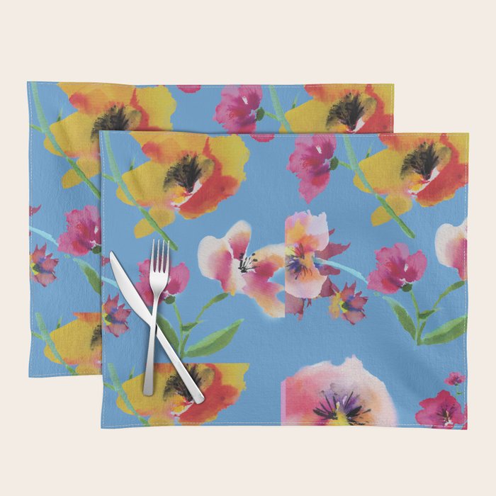 Poppies floral pinks Placemat Gallery Image 1