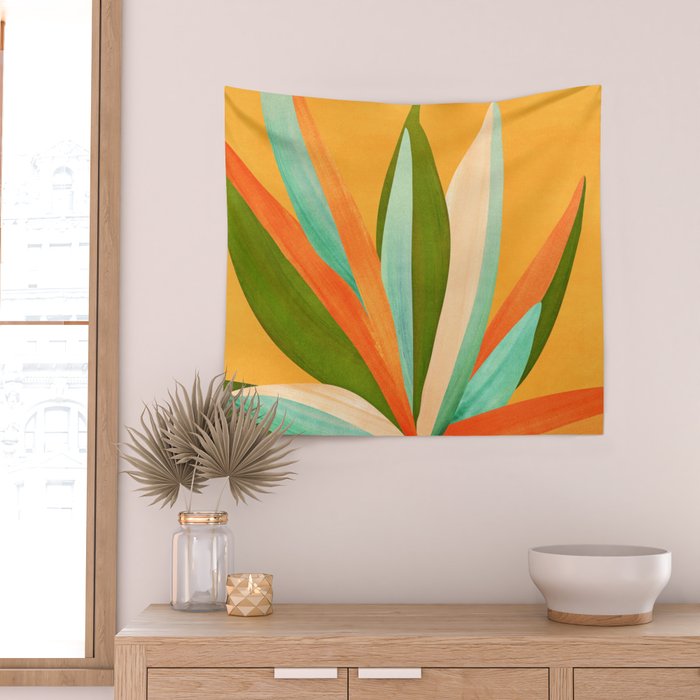 Summer Cactus Botanical Painting Wall Tapestry Gallery Image 2