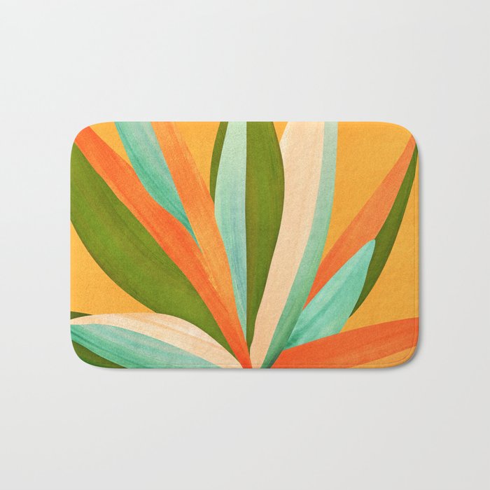 Summer Cactus Botanical Painting Bath Mat Gallery Image 1