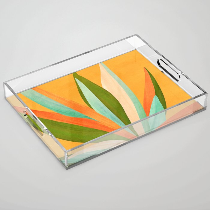 Summer Cactus Botanical Painting Acrylic Tray Gallery Image 1