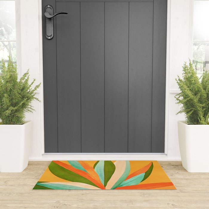 Summer Cactus Botanical Painting Welcome Mat Gallery Image 3