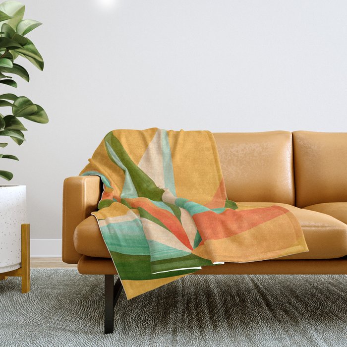 Summer Cactus Botanical Painting Throw Blanket Gallery Image 1