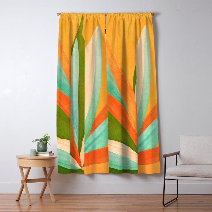 Summer Cactus Botanical Painting Window Curtain Gallery Image 1