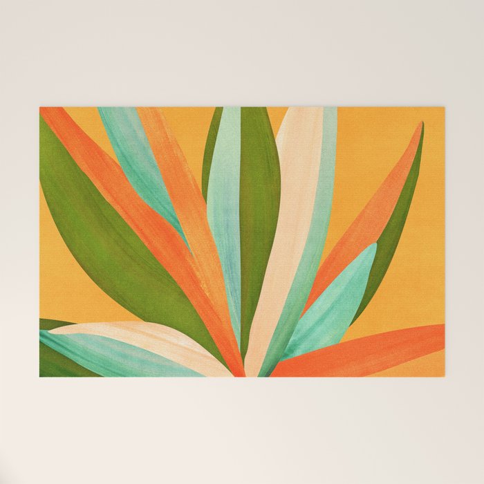 Summer Cactus Botanical Painting Welcome Mat Gallery Image 1