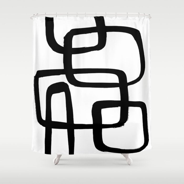 Retro Ink White Background Shower Curtain Gallery Image 1