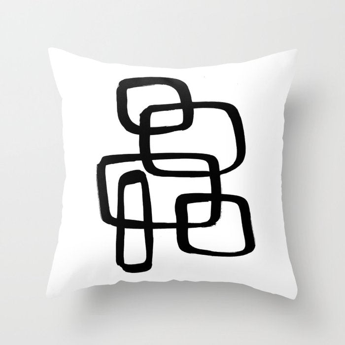 Retro Ink White Background Throw Pillow Gallery Image 1