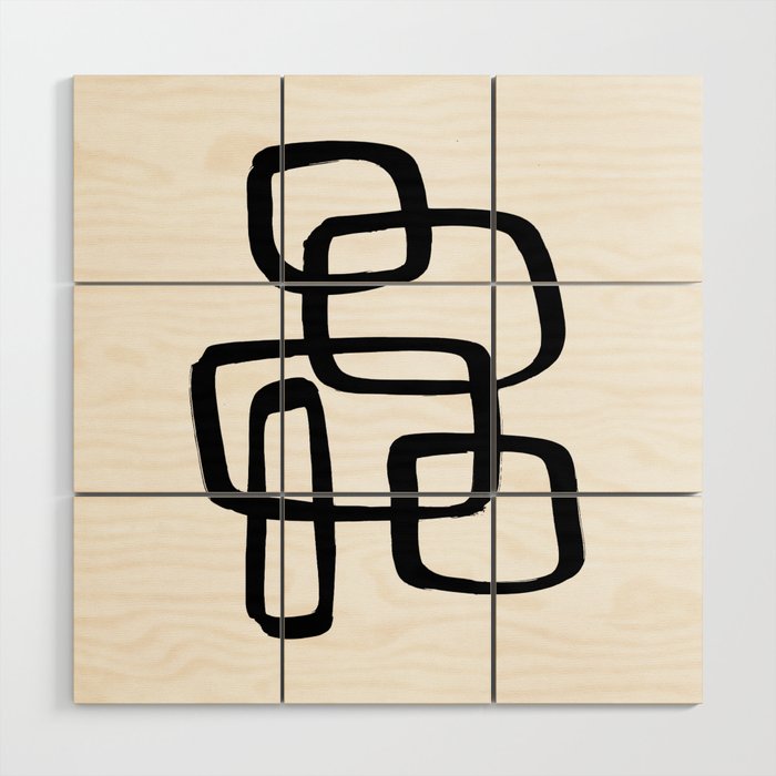 Retro Ink White Background Wood Wall Art Gallery Image 1