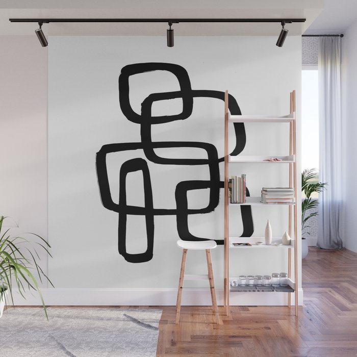 Retro Ink White Background Wall Mural Gallery Image 1