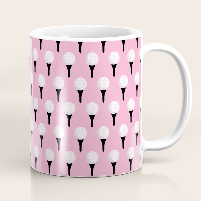 Golf Ball & Tee Pattern (Pink) Coffee Mug Gallery Image 1
