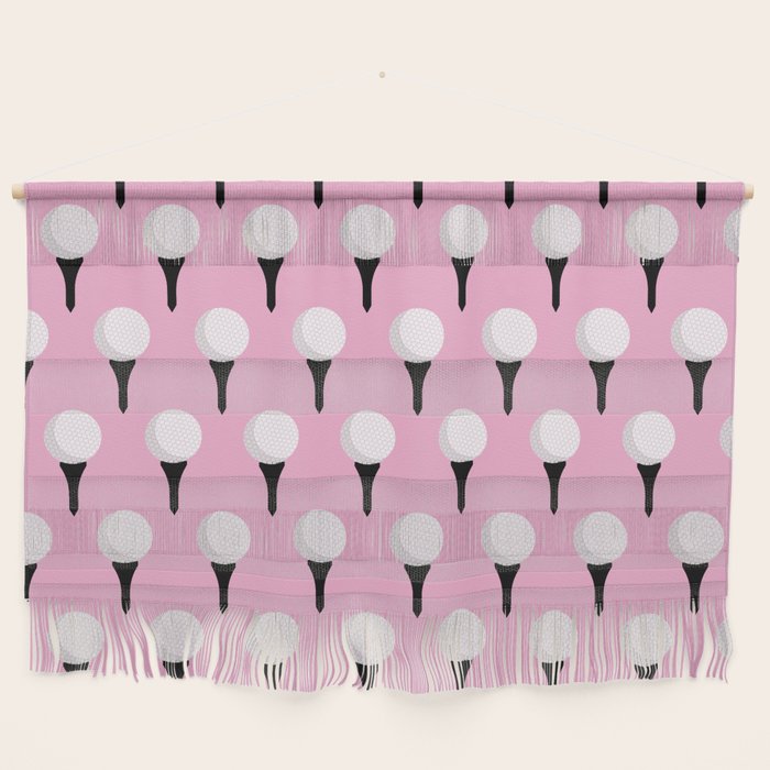 Golf Ball & Tee Pattern (Pink) Wall Hanging Gallery Image 1