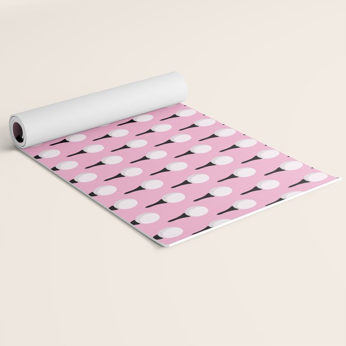 Golf Ball & Tee Pattern (Pink) Yoga Mat Gallery Image 2