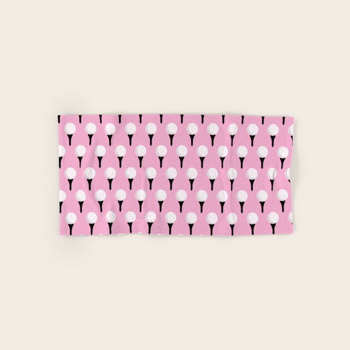 Golf Ball & Tee Pattern (Pink) Bath Towel Gallery Image 1