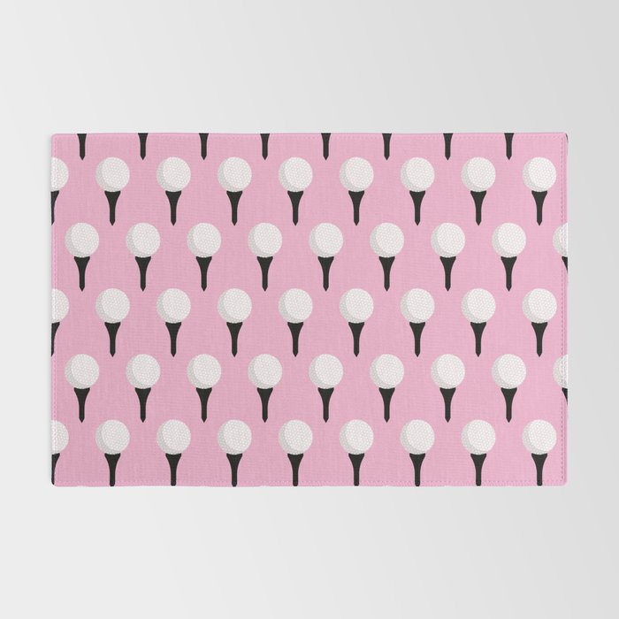 Golf Ball & Tee Pattern (Pink) Rug Gallery Image 2
