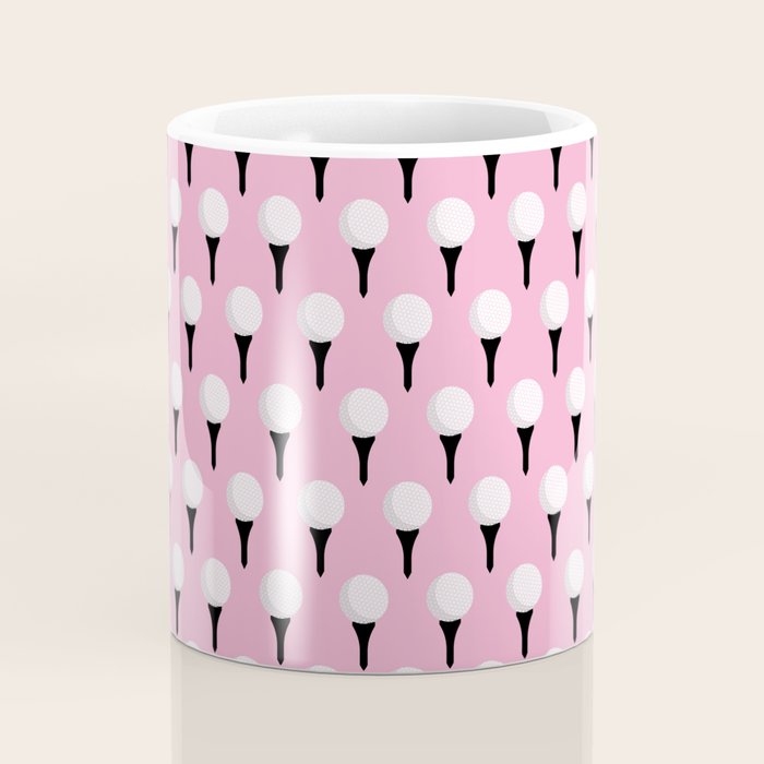 Golf Ball & Tee Pattern (Pink) Coffee Mug Gallery Image 4