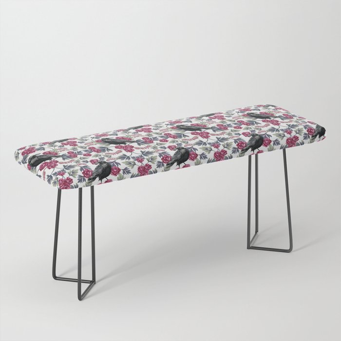 Crows, Bleeding Hearts & Roses Floral/Botanical Pattern Bench Gallery Image 1