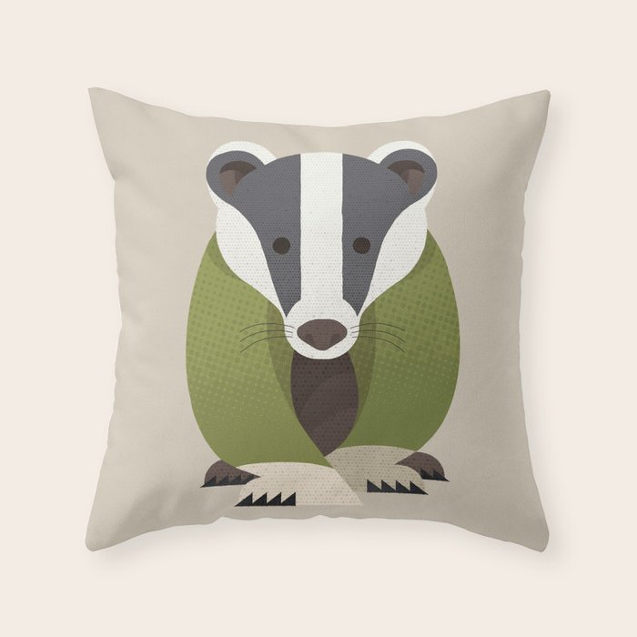 Whimsy Badger Throw Pillow Gallery Image 1