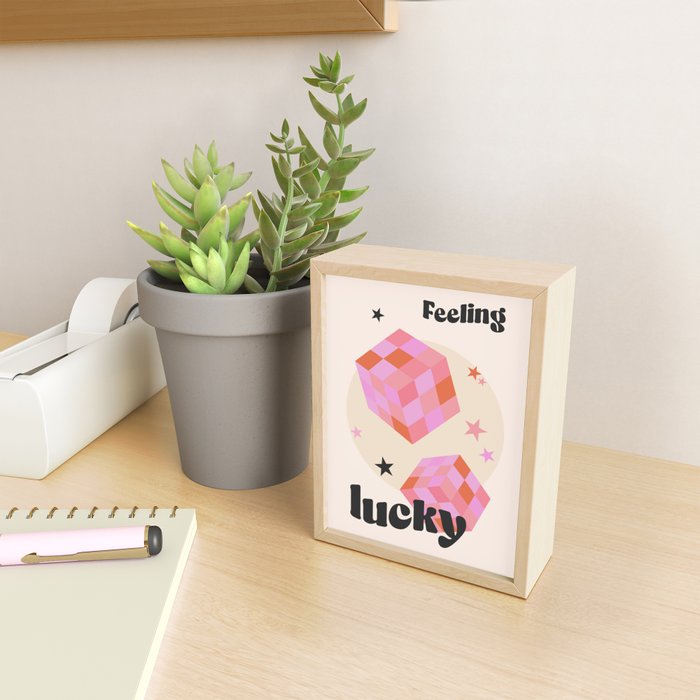Feeling Lucky Funky Groovy Typographic Print Mini Art Print Gallery Image 2