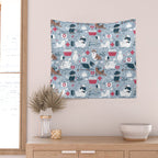 Veterinary medicine, happy and healthy friends // pastel blue background Wall Tapestry Gallery Image 2