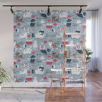 Veterinary medicine, happy and healthy friends // pastel blue background Wall Mural Gallery Image 1