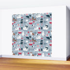 Veterinary medicine, happy and healthy friends // pastel blue background Wall Mural Gallery Image 2