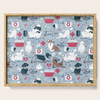 Veterinary medicine, happy and healthy friends // pastel blue background Serving Tray Gallery Image 1
