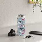 Veterinary medicine, happy and healthy friends // pastel blue background Water Bottle Gallery Image 4