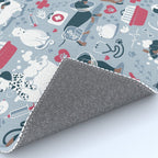 Veterinary medicine, happy and healthy friends // pastel blue background Rug Gallery Image 4