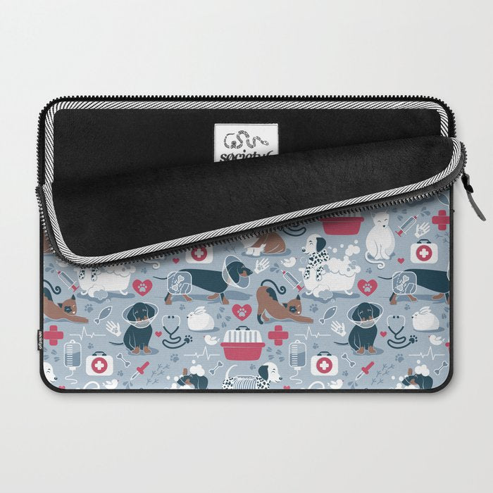 Veterinary medicine, happy and healthy friends // pastel blue background Laptop Sleeve Gallery Image 2