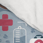 Veterinary medicine, happy and healthy friends // pastel blue background Comforter Gallery Image 4