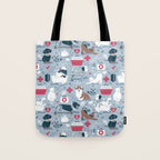 Veterinary medicine, happy and healthy friends // pastel blue background Tote Bag Gallery Image 1
