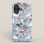 Veterinary medicine, happy and healthy friends // pastel blue background iPhone Case Gallery Image 1