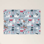 Veterinary medicine, happy and healthy friends // pastel blue background Welcome Mat Gallery Image 1