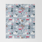 Veterinary medicine, happy and healthy friends // pastel blue background Throw Blanket Gallery Image 2